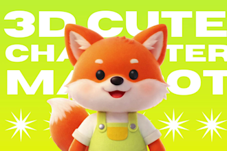 create 3d cute character modeling games, animation, mascot, rendering printing