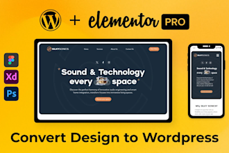 convert figma, xd or PSD to wordpress with elementor pro