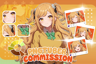 draw custom pngtuber character for your streams in vtuber live2d anime art style