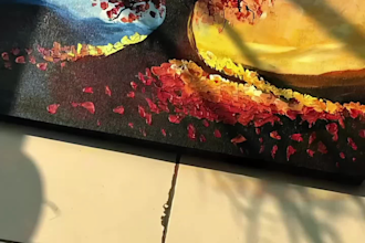 paint a real oil painting on canvas