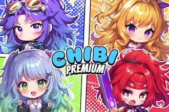 draw cute anime chibi art character for your oc, fanart, sticker, and pfp
