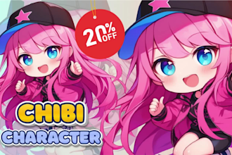draw cute anime chibi art character, live2d, vtuber and illustration for you