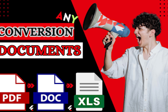 convert pdf to word,pdf to excel,image to excel or word,conversion any documents