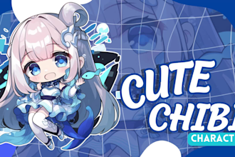 draw cute chibi character in anime style, for your vtuber, oc in avatar kawaii