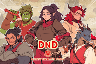 draw dnd party art, fantasy character illustration, concept art
