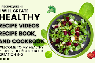create healthy recipe videos, recipe book, or cookbook