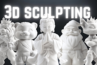 sculpt 3d model, toys, statue, figurine, character for printing and rendering