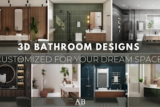 design bathroom, kitchen, living interior and 3d rendering