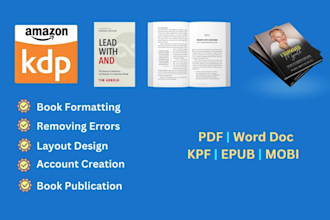 format ebook paperback convert word doc or PDF to kindle kpf, mobi, epub