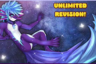 draw furry art, fursona, anthro and original character in colorful anime style