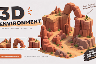 create a stylized low poly 3d game environment for your game