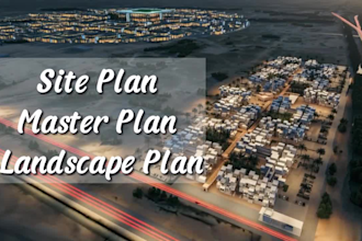 render architectural site plan, master plan, landscape plan