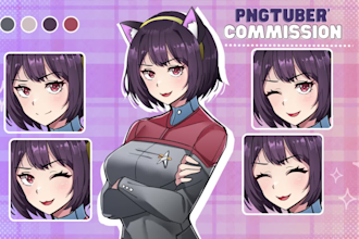 draw custom pngtuber avatar for twitch and streams in vtuber anime style