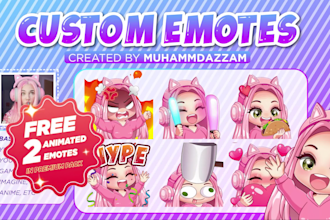 create custom cute emotes for twitch, discord, vtuber in 24h delivery