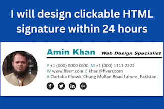 do clickable  HTML email signature, outlook signature, gamil and html signature