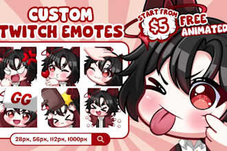 create cute custom twitch emotes and sub badges for streamers