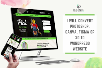 convert photoshop, canva, figma, xd to wordpress website