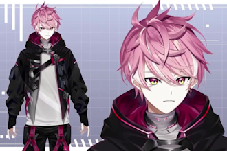 custom anime vtuber model design and 2d live2d model animation for streamer