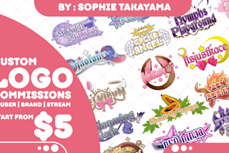 design cute anime vtuber logo and branding for twitch streamers