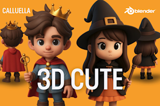 design 3d cute cartoon character modeling for mascot, animation, game, printing
