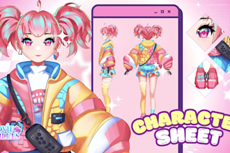 design your vtuber model character sheet anime art style