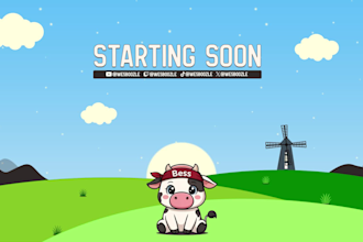design cute animated twitch overlays and stream packages