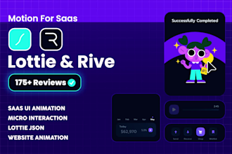 create custom lottie and interactive rive animation for app and web