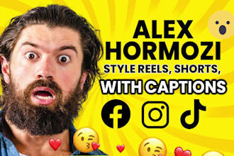 edit instagram reels, yt shorts like alex hormozi with captions in 24 hours