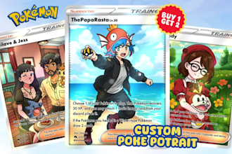 draw pokemon team and you as trainer for tcg pokemon card