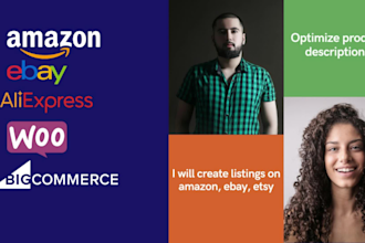 create listings on amazon, ebay, etsy, shopify, walmart and others