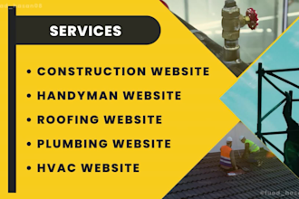 build construction, handyman, roofing, or plumbing website