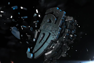 create shatter 3d dark sky logo reveal intro video