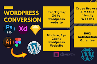 convert psd to wordpress, xd to wordpress, figma to responsive wordpress website