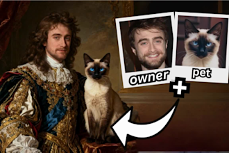 custom pet and owner illustrations inspired by historical eras