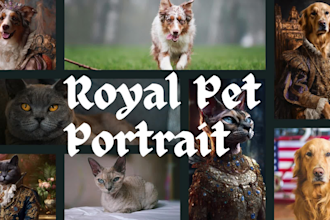 do custom royal cat dog pet portrait renaissance victorian king queen costume