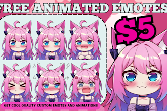 custom chibi emotes for twitch, discord, youtube, streaming