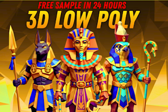 create a low poly 3d character model for games, rigging, and animation