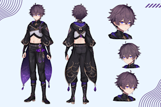 draw character sheet of your character or fursona in anime style