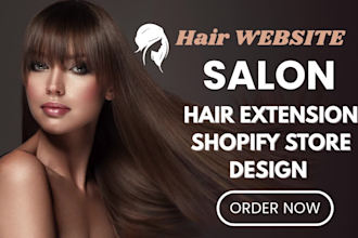 design hair extension shopify wig store hair stylist beauty hair salon website