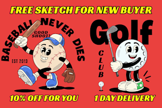 create vintage retro cartoon character for mascot logo t shirt illustration