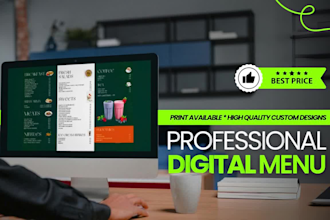 design a stunning digital menu with print available