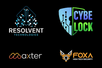 do technology cyber security tech  IT company logo design