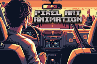 create 2d 8bit pixel art character animation looping lofi animated gif