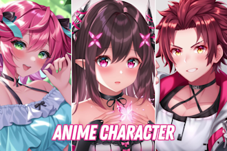 draw anime character art, manga, original character design, fan art, pfp