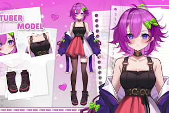 design a custom anime live2d vtuber model ready to rig for streaming