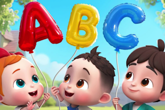 create 3d kids animation, kids alphabet learning videos, kids cartoon animation