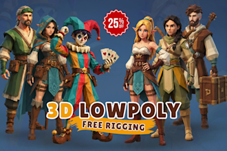 create low poly 3d character models for games with rigging and animation