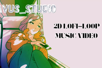 do 2d lofi anime illustration and loop animations videos, 2d music video, gifs