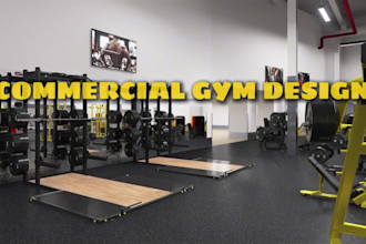 design 3d commercial gym, fitness with realistic walkthrough