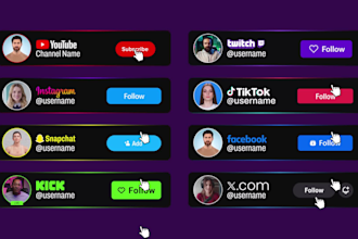 create animated youtube subscribe and social media lower thirds